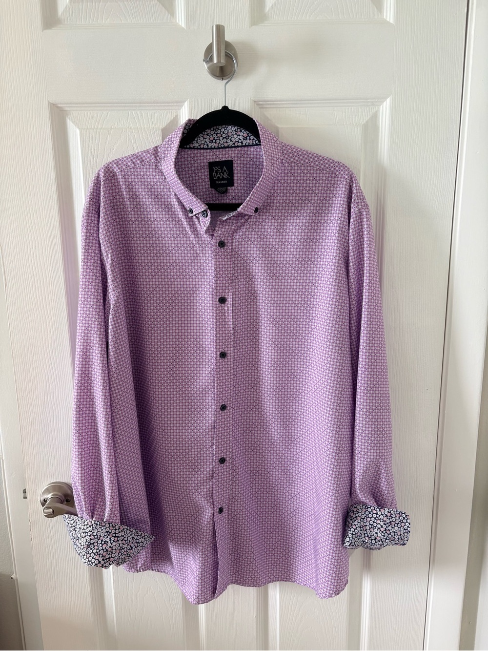 Jos. A. Bank Traveler Lavender Micro-Pattern Button-Down Shirt